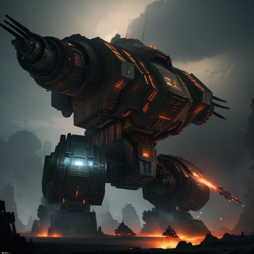 Sci-Fi Fortress on Tank Treads in Epic Battle