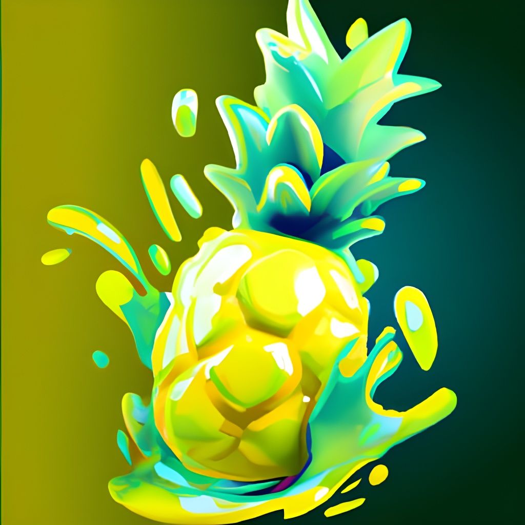 Liquid Pineapple Splash Art in Pop Art Style