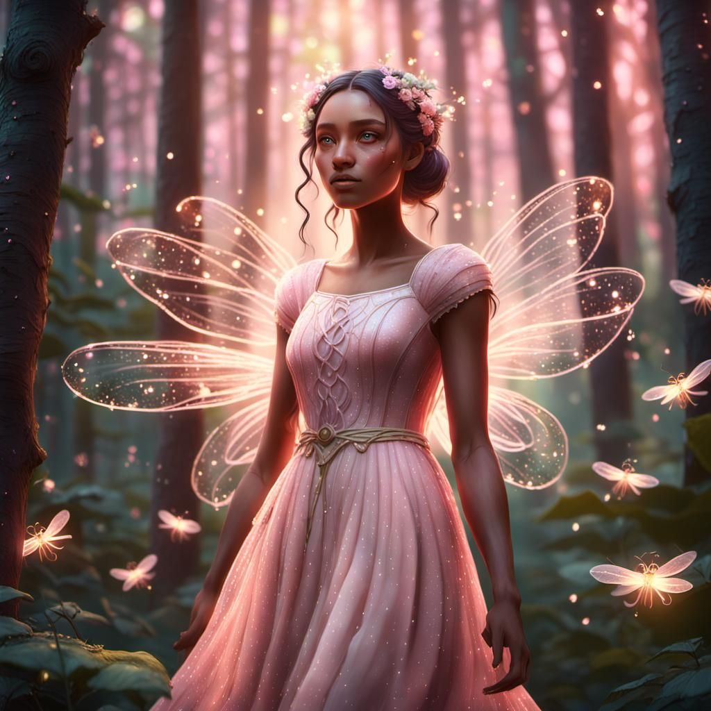 Cute Girl in Whimsical Forest: Fantasy Concept Art