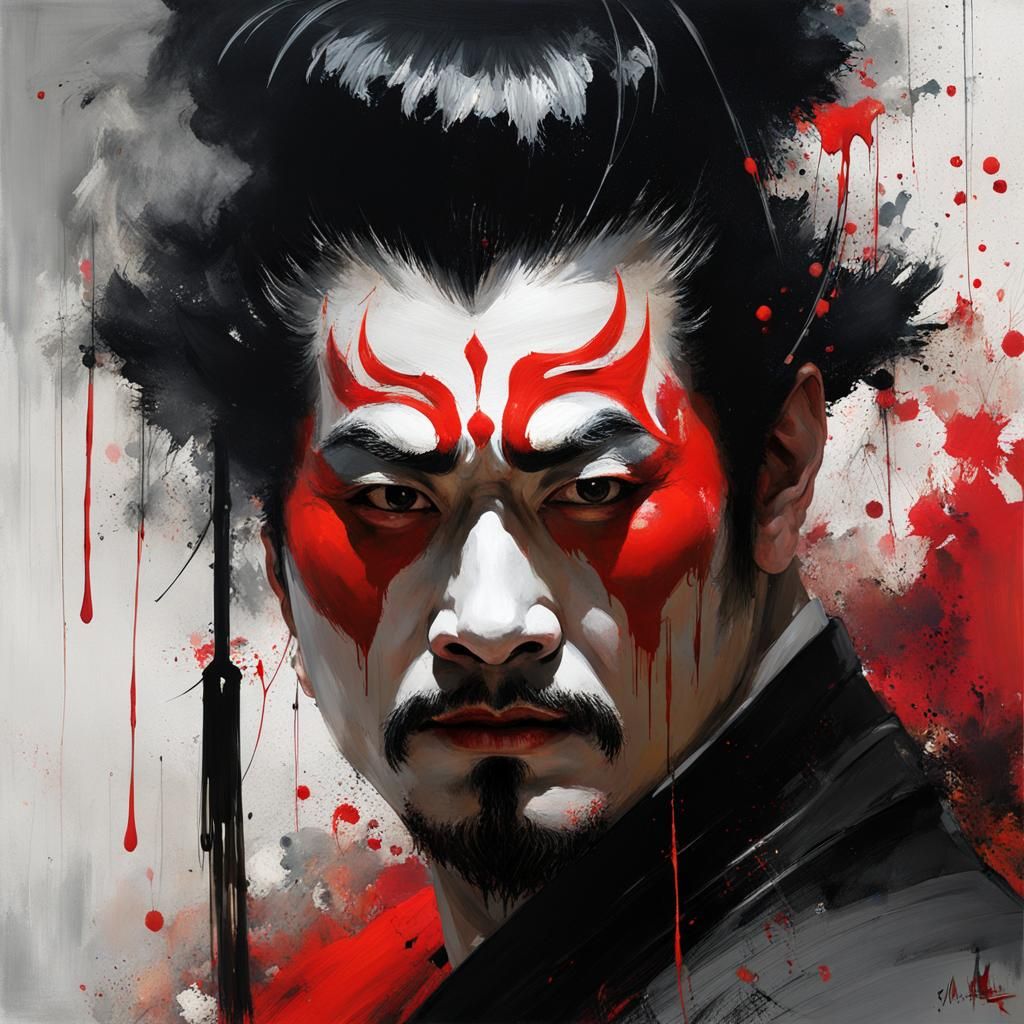 Sinister Chinese Opera Dancer Portrait in Speed Painting Sty...