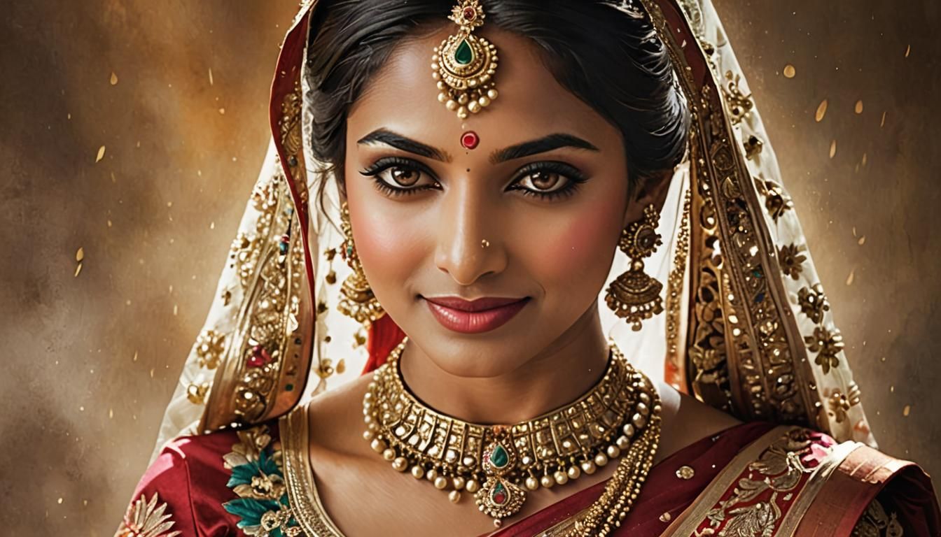 Hindu Bride Portrait in Tonalism Style