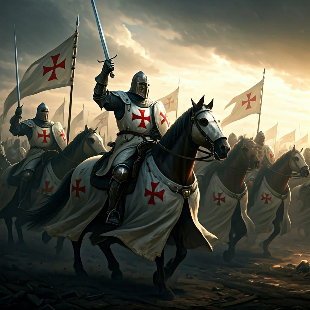 Mighty Templar Knights Charge into Battle with Unyielding Fe...