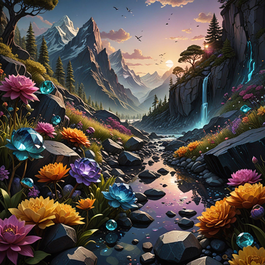 Paradox Creature Rises from Gemstone Dreamscape in Hyperreal...