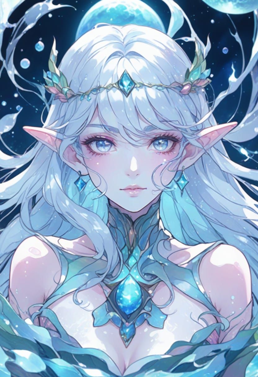 Elven God of Beauty Meets Alien Water Elemental in Vibrant C...