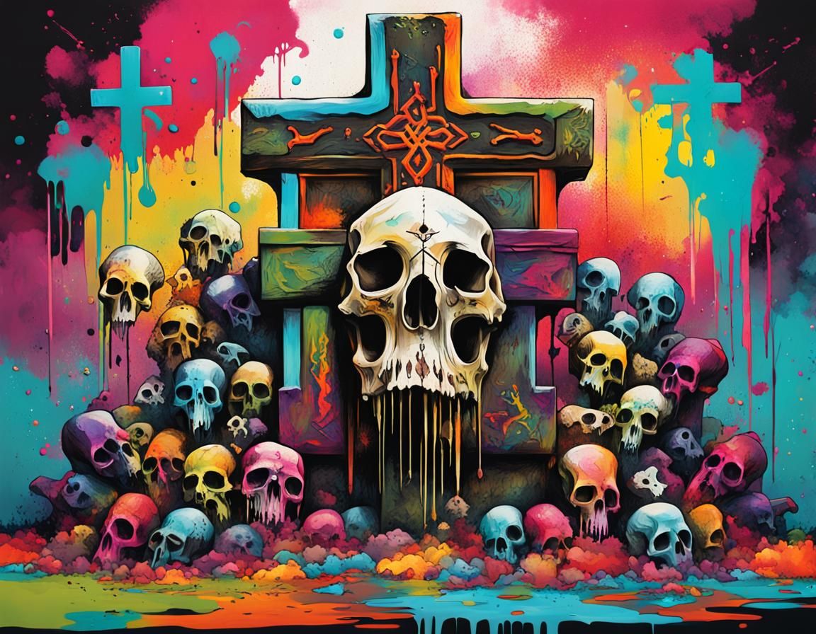 Cursed Sacrificial Altar in Graffiti Art Style