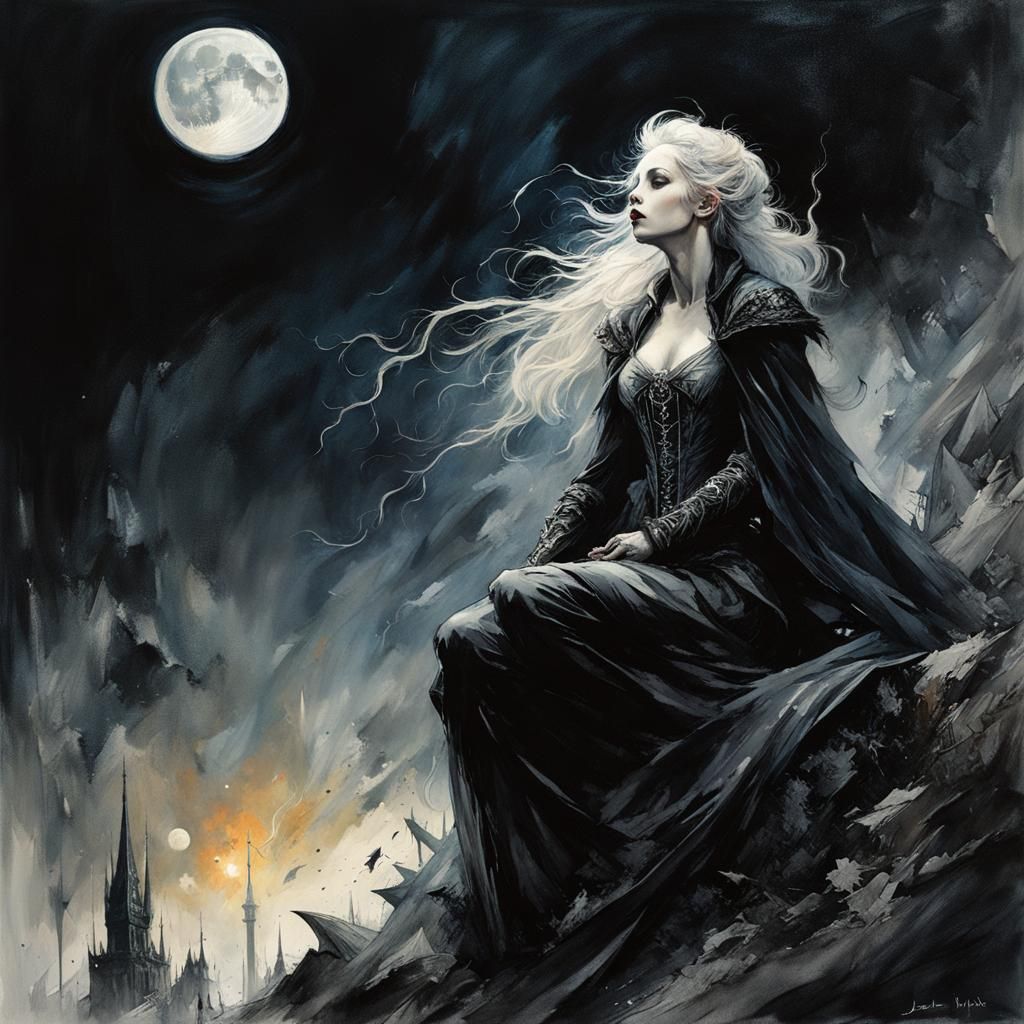 Moonlit Vampire's Wicked Grin in Sharp Detail