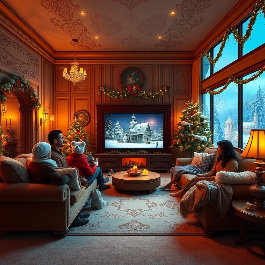 Warm Christmas Gathering in Luxurious Winter Wonderland