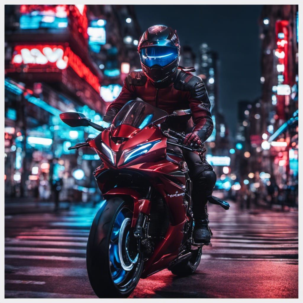 Futuristic Dark Red Kawasaki Ninja in Paris