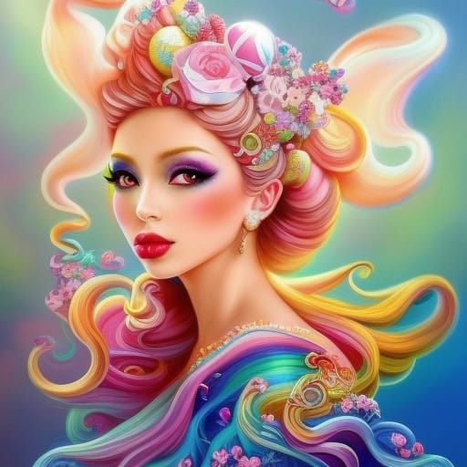 Candy Girl Portrait in Airbrush Fantasy Art Style