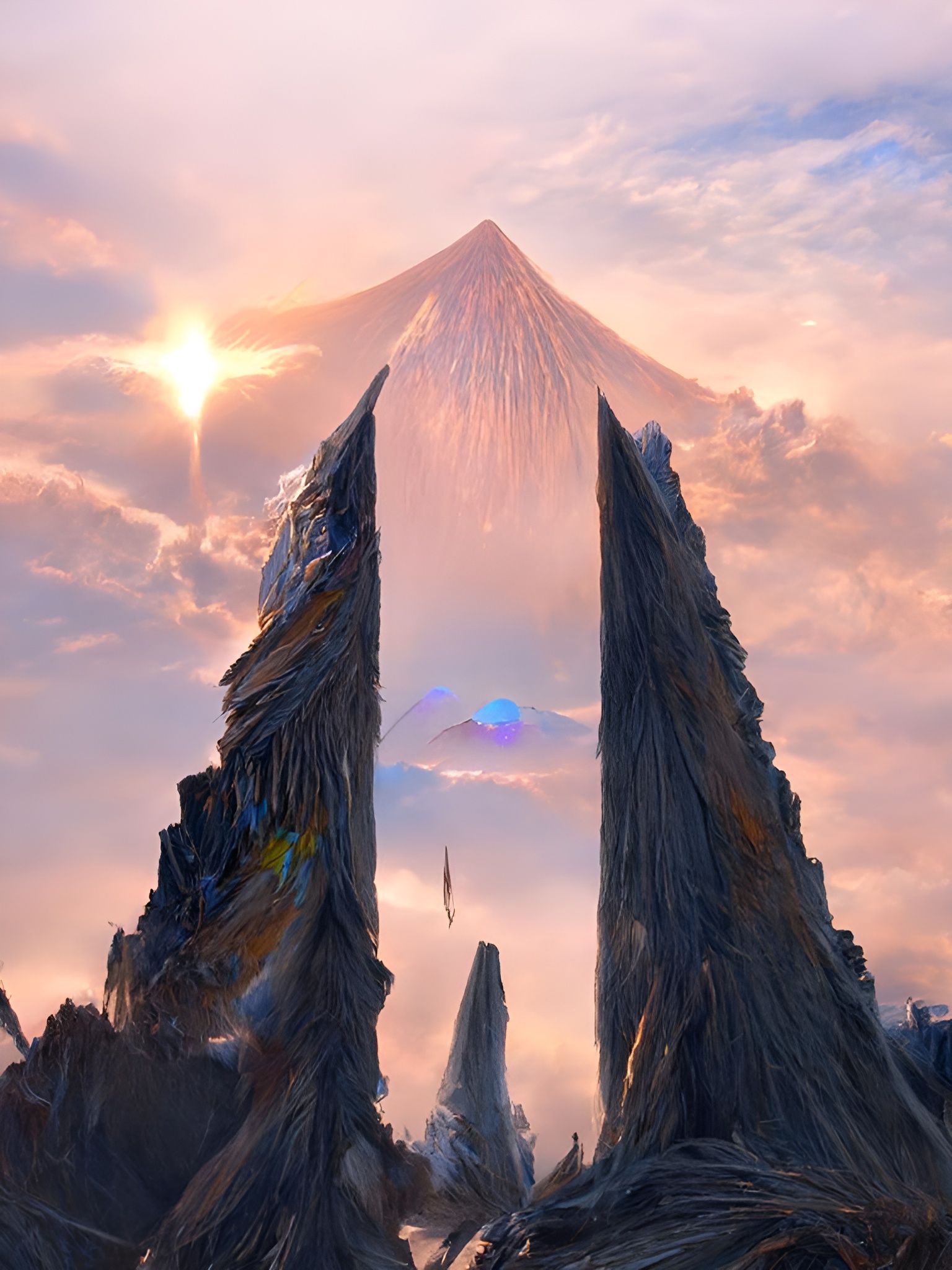 Epic Pyramid Mountain Landscape by Da Vinci