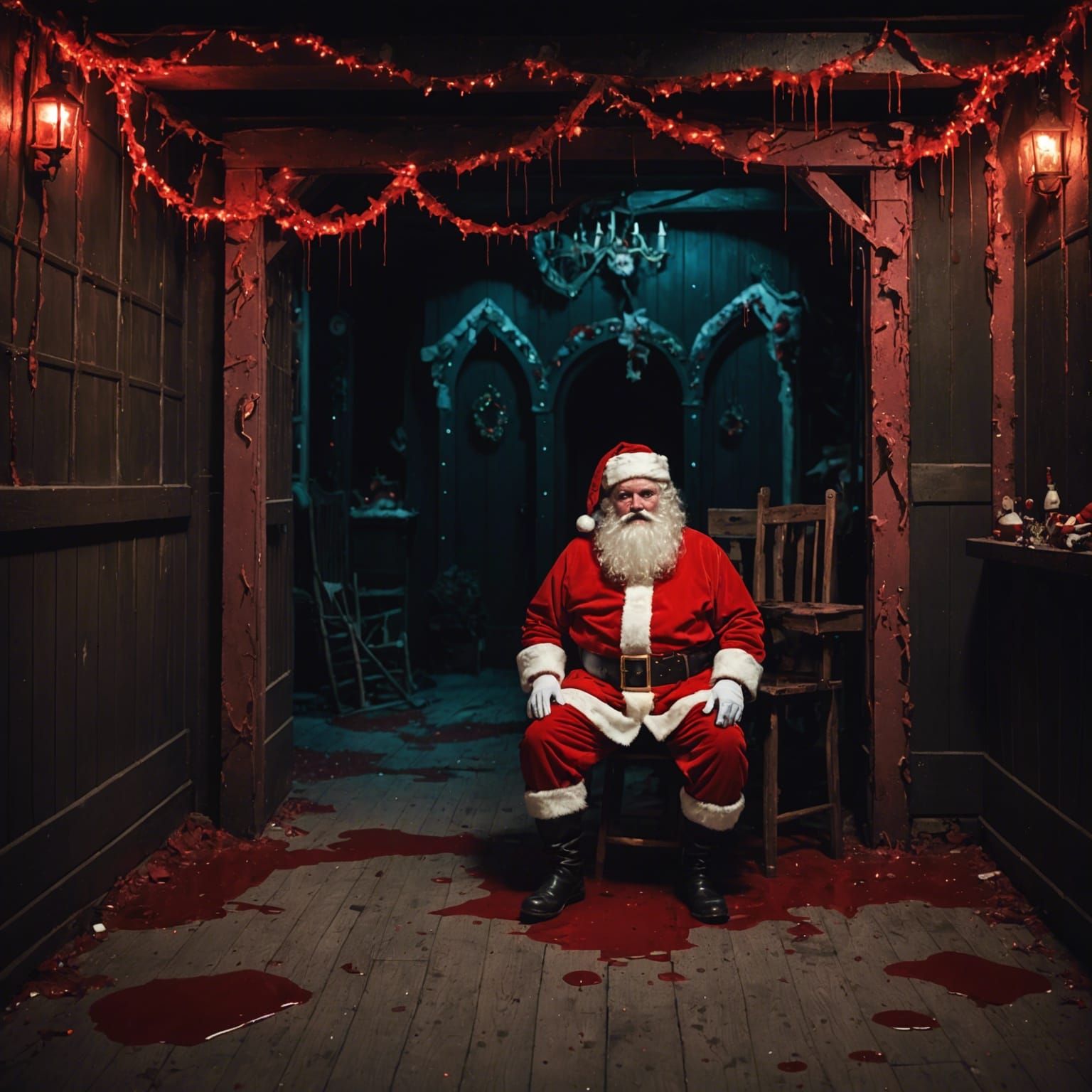 Creepy Dark Blood-Stained Santa's Grotto