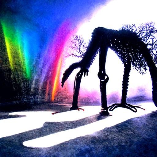 Shadowy Creature in a Burton-esque Horror Style