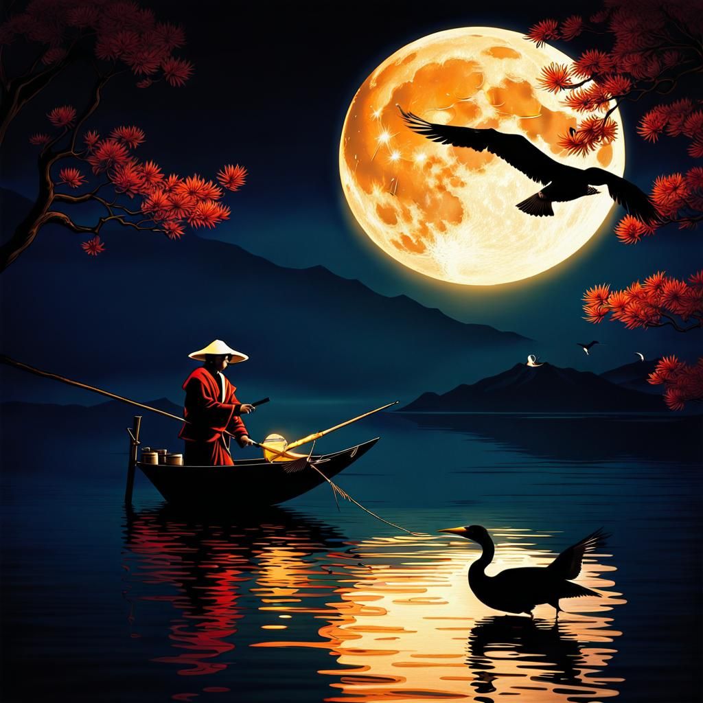 Japanese Fisherman and Cormorant Portrait