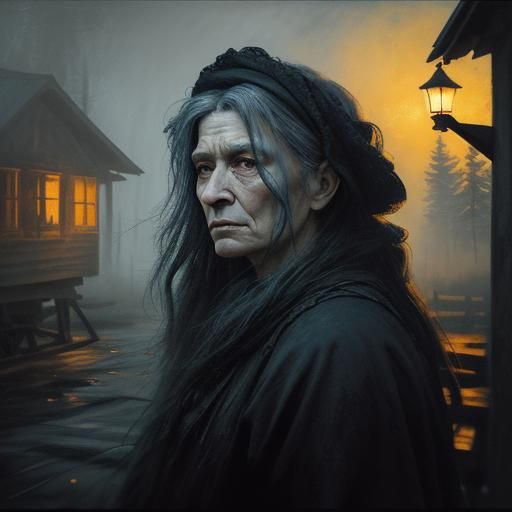 Mystical Slavic Woman in Impasto Oil Painting