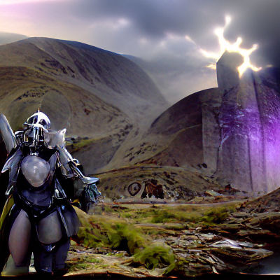 Warforged Celestial Warlock with Halo: Matte Painting