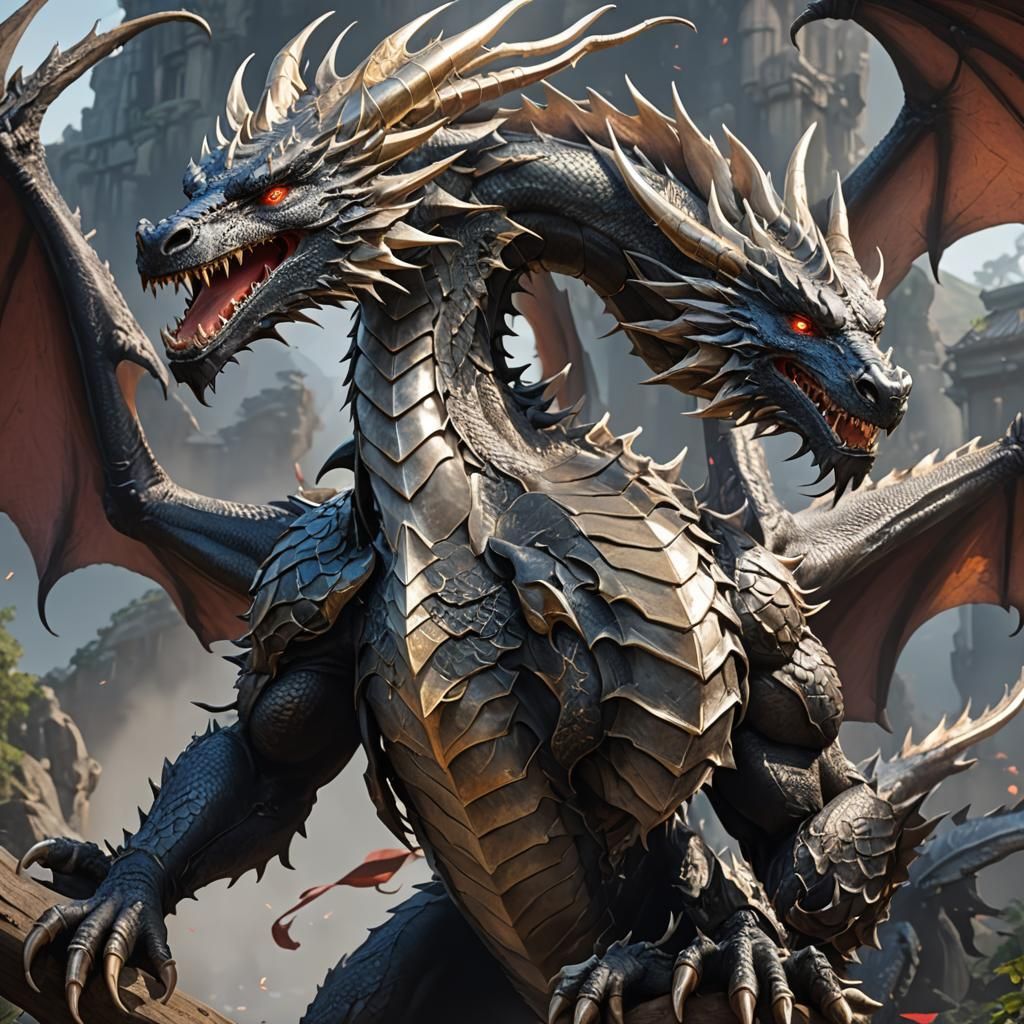 Detailed 3D Anime Dragon Concept Art