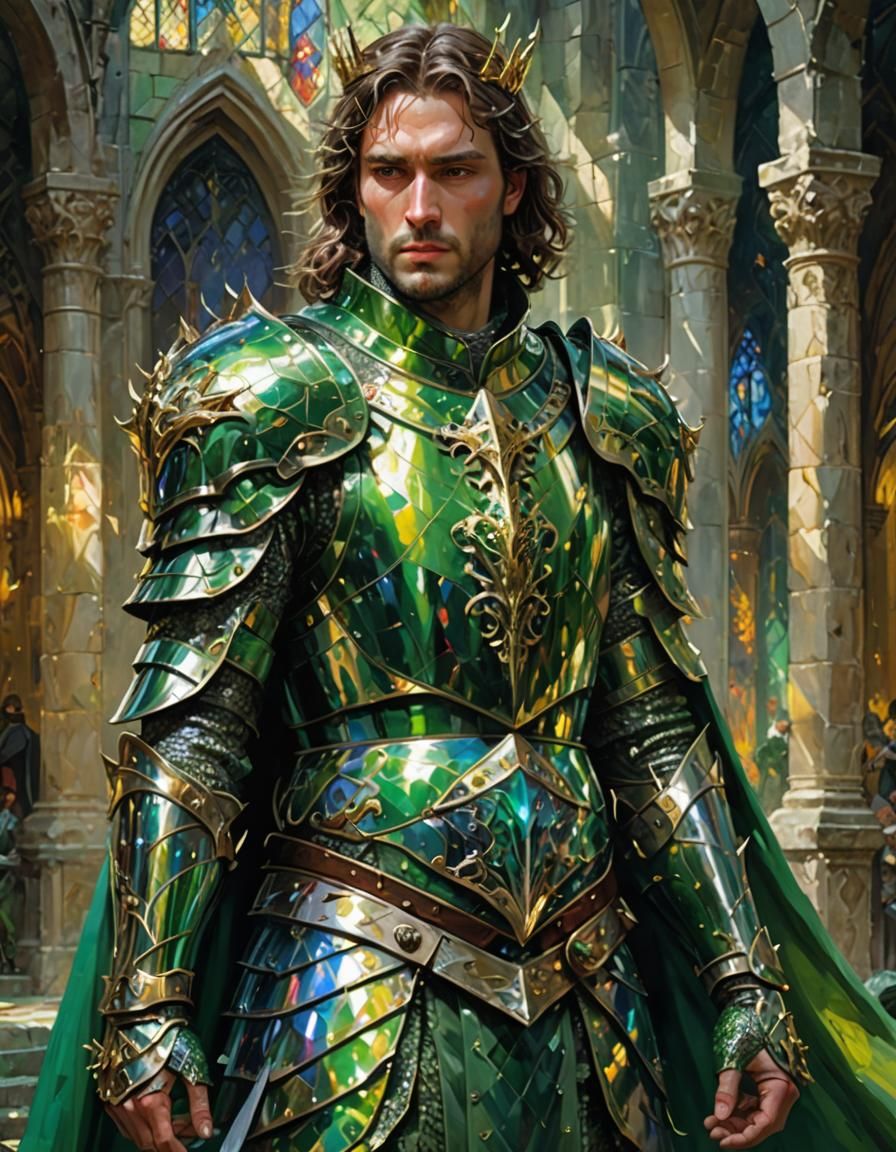 The Green Knight in Shimmering Armor