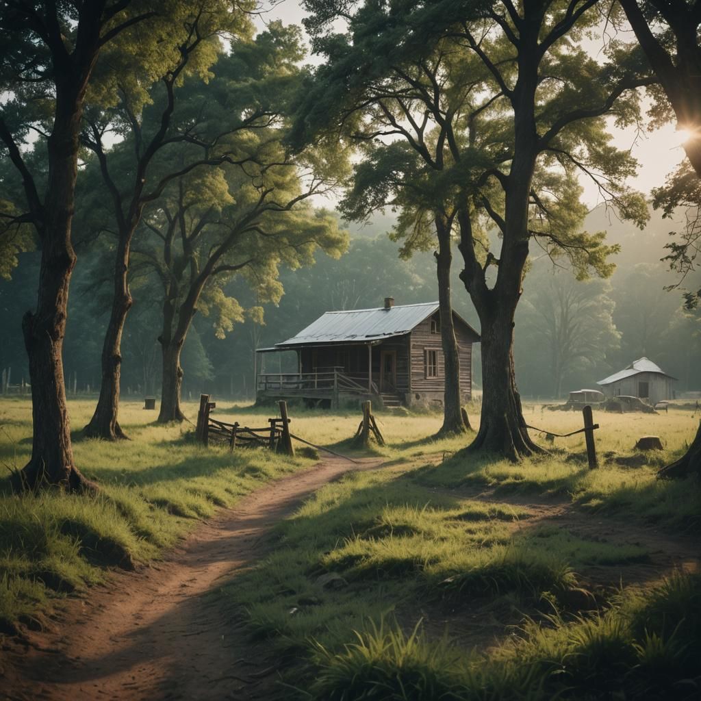 Tranquil Rural Life in Cinematic Style