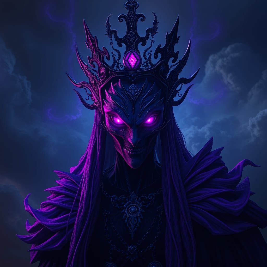 Ethereal Purple Queen in Dark Fantasy Style