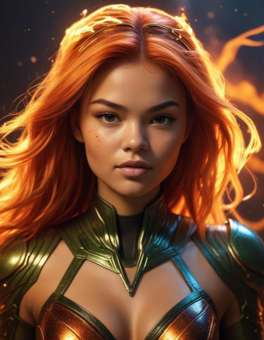 Starfire Alien Princess in Comic Book Style