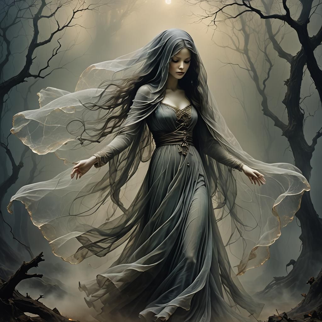 Ethereal Somnambulist Drifting Through Twilight Realms