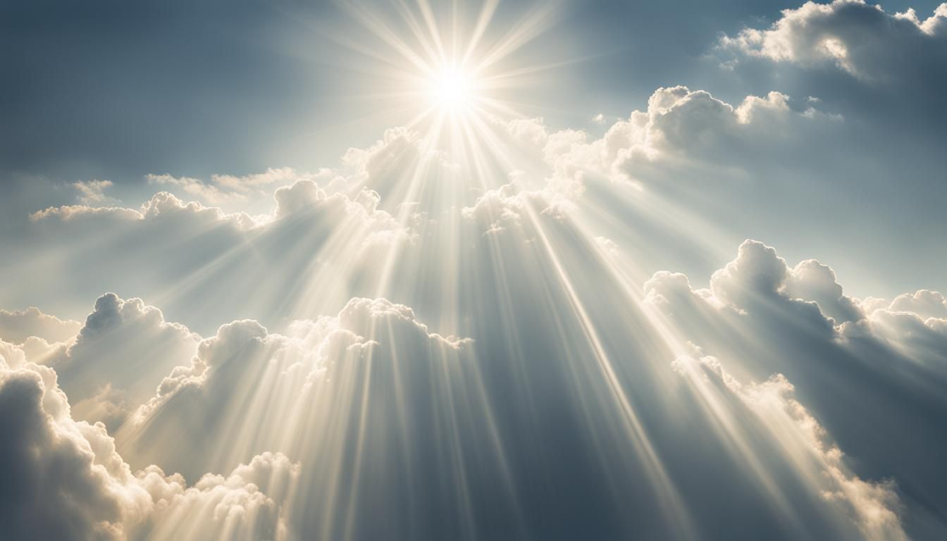 Heavenly Sunshine Beams Through Divine Clouds
