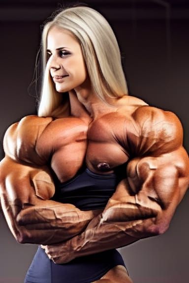 Extremely Muscular Female Bodybuilder with Ripped Physique