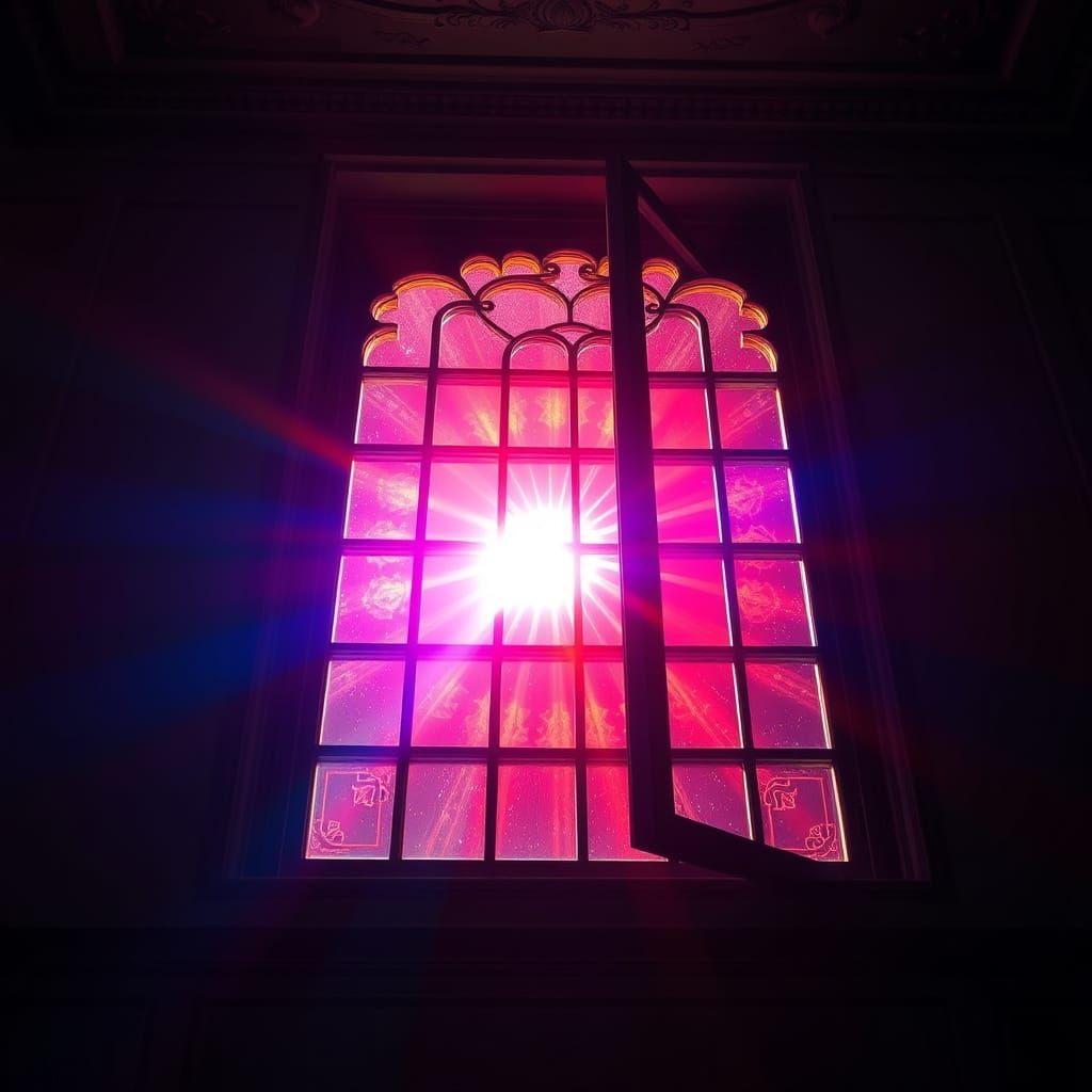 Hyperrealistic Window Scene in Vibrant Lighting