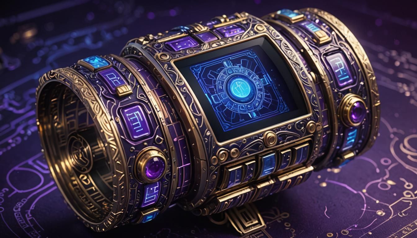 Ornate Fantasy Smart Wrist Device in Concept Art Style