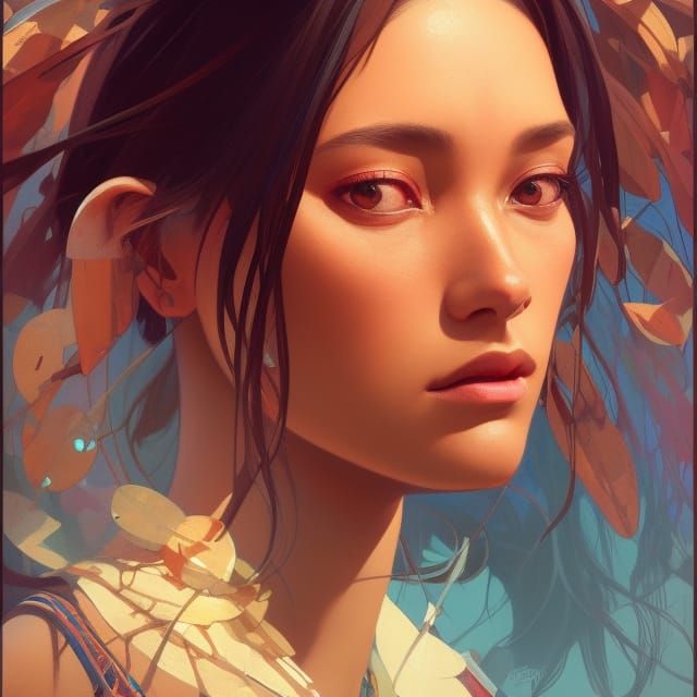 Detailed Portrait of a Native Beauty in 8K