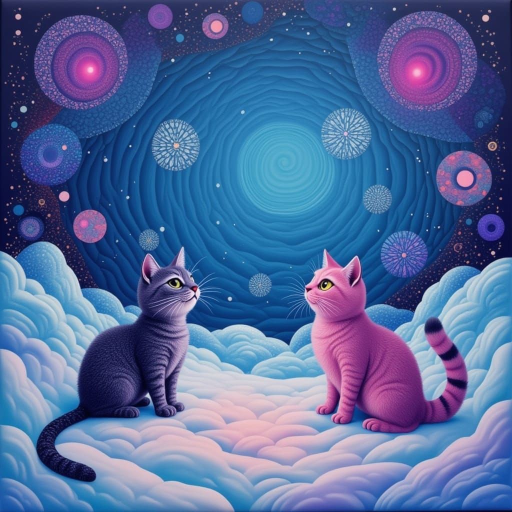 <lora:QUIRKY QUILT:1.0> Cats in snow. Masterpiece picture of...