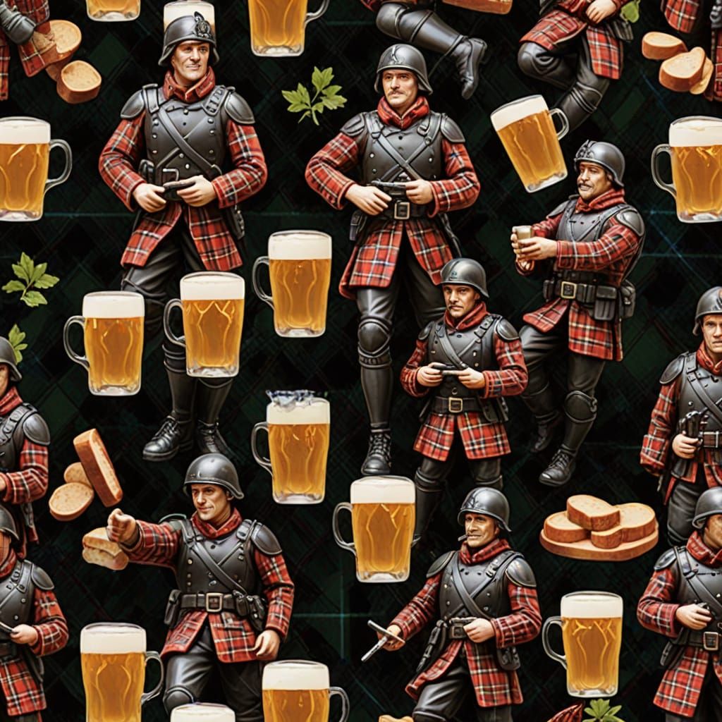Resin Tartan Soldier Holding Toast
