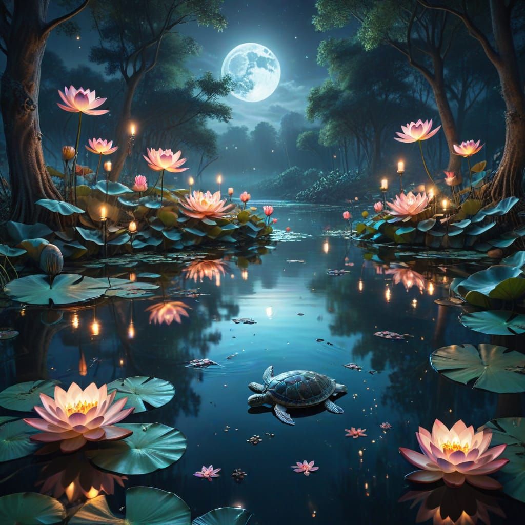 Dreamy Serene Landscape with Magical Realism