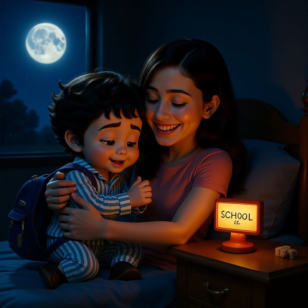 Curious Boy Watches Sister Leave for School in 3D Animation