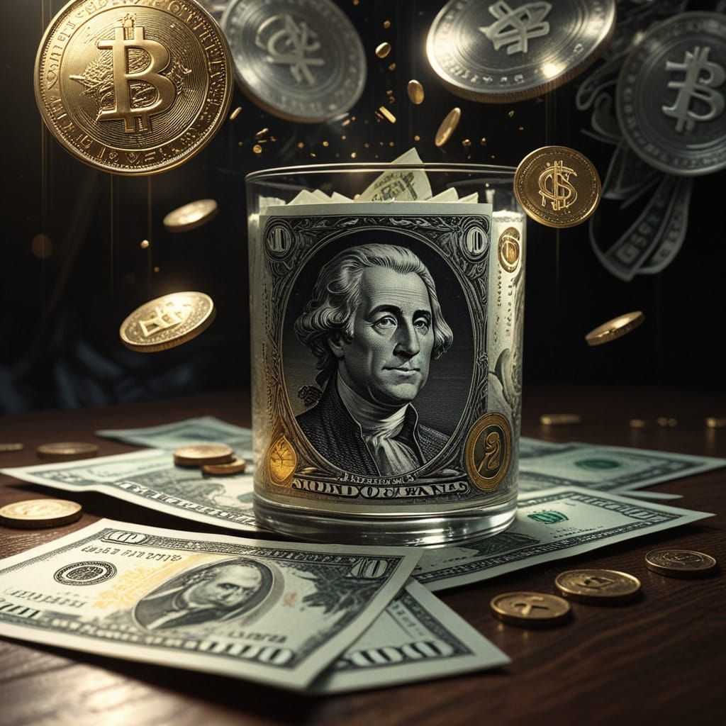 Surreal Money Overlay with Occultic Symbols