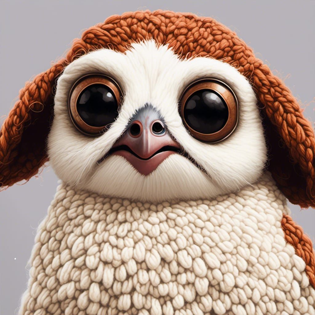 Hyperrealistic Porg Portrait Inspired by Underground Comix