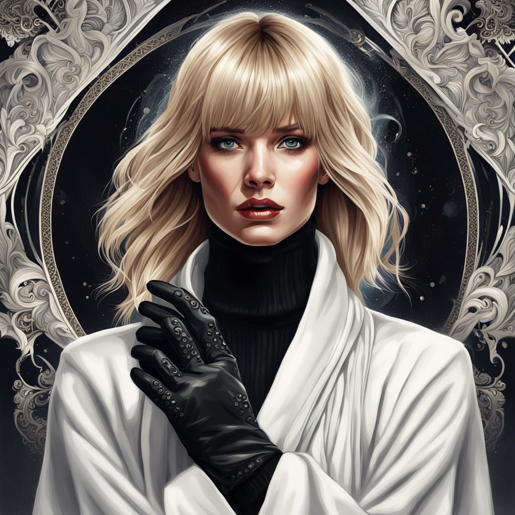 Blonde Woman in White Robe: Digital Painting