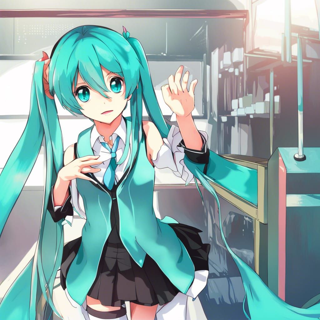 Hatsune Miku in Anime Style Backrooms