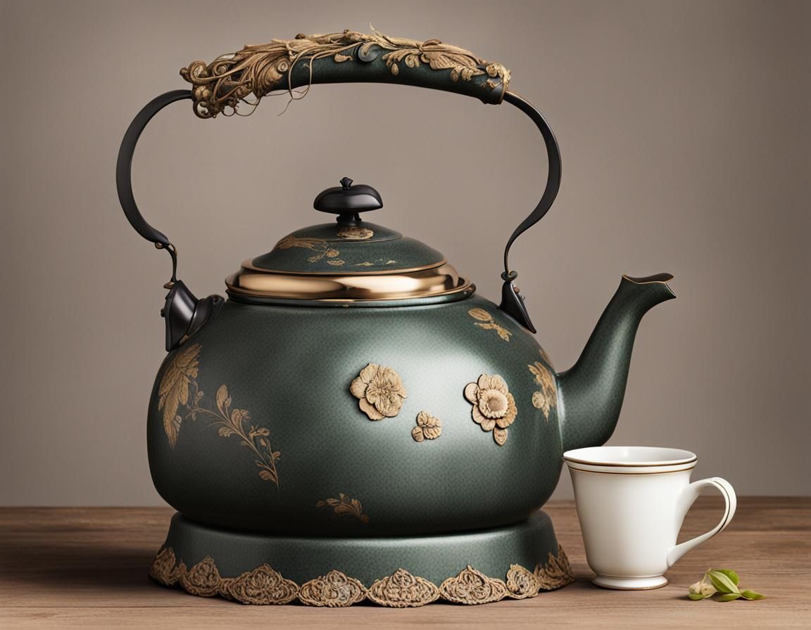 Tea Kettle with Wig: A Whimsical Image