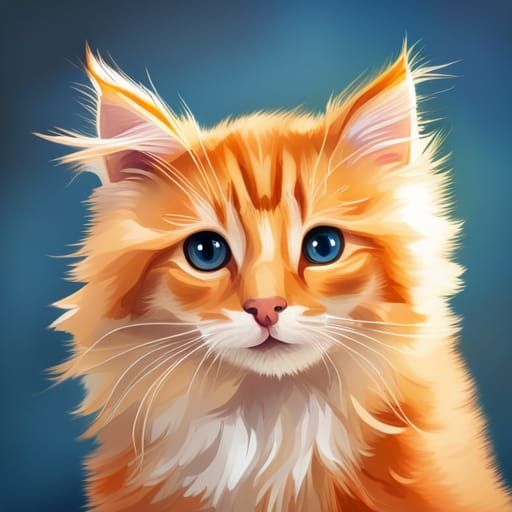 Fluffy Orange Kitten with Bright Golden Eyes