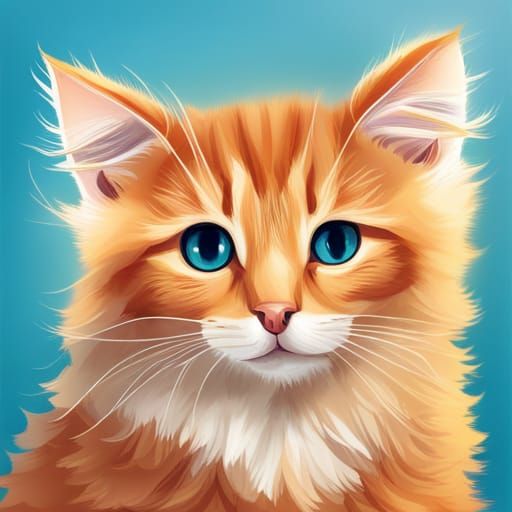 Fluffy Orange Kitten with Golden Eyes