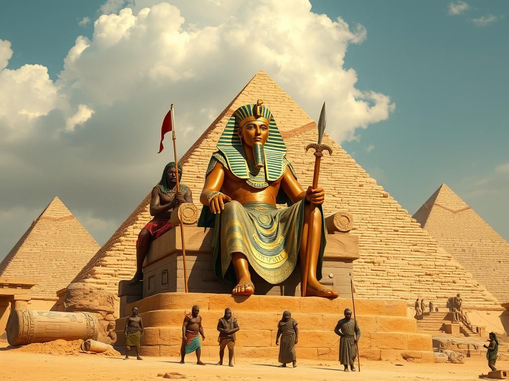 The Pharaoh of Egypt oversees the construction of the pyrami...