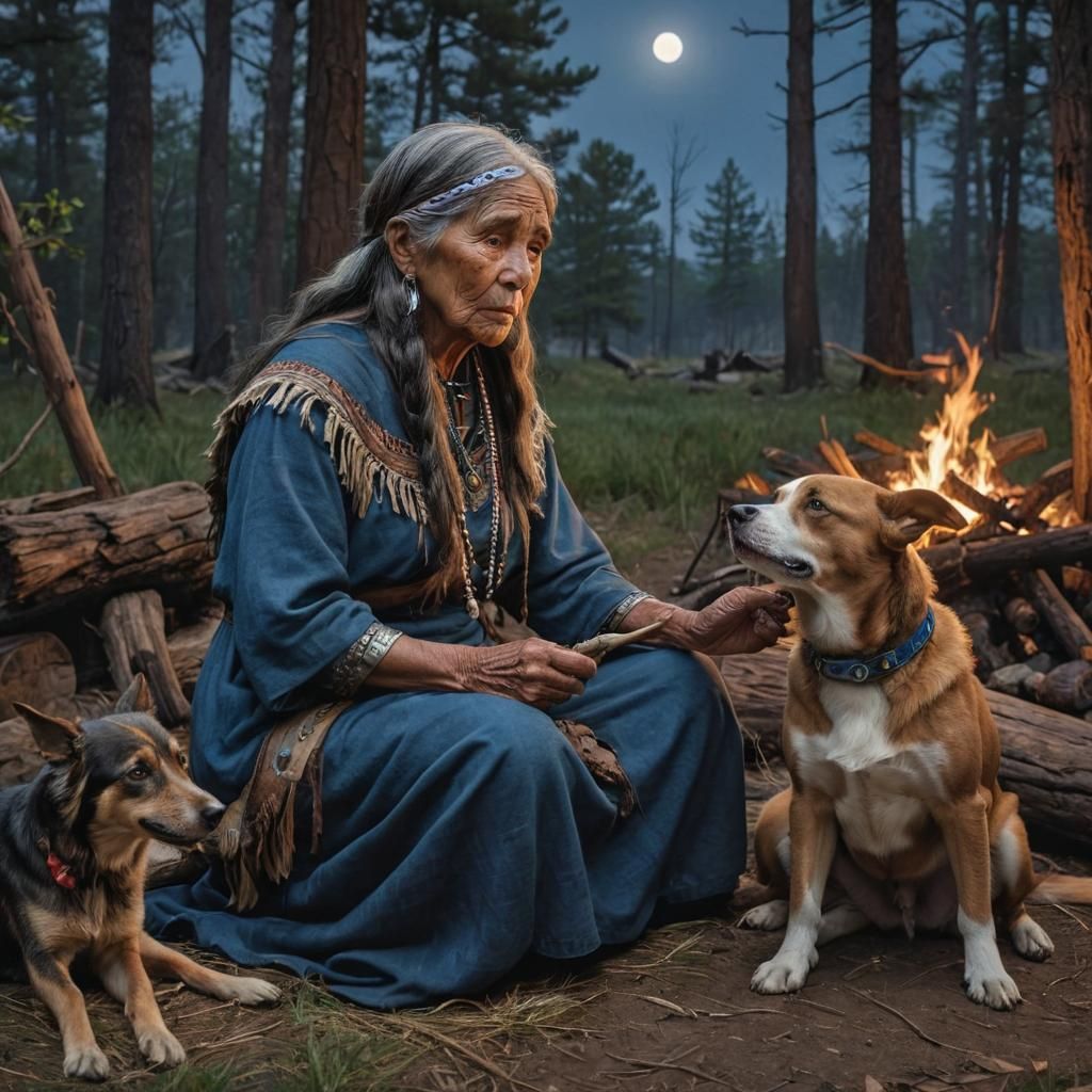 Native American Storytellers Under a Blue Moon