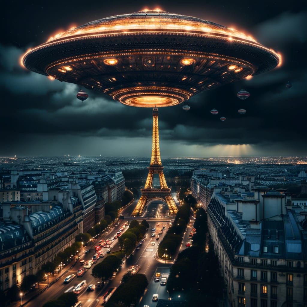 UFOs Attack Paris in Hyperrealistic Detail