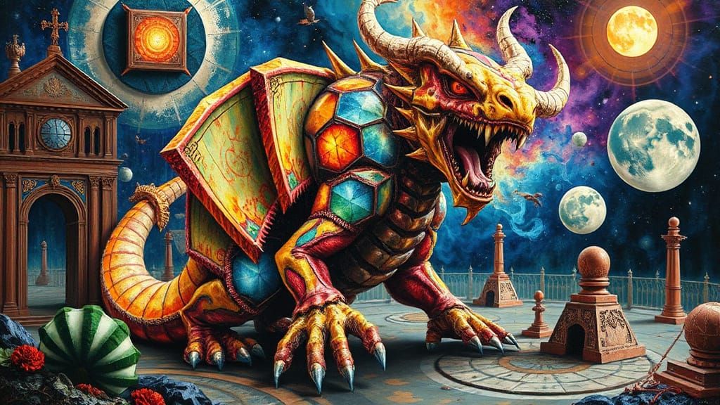 Abstract Geometric Horror Beast in Expressionist Style