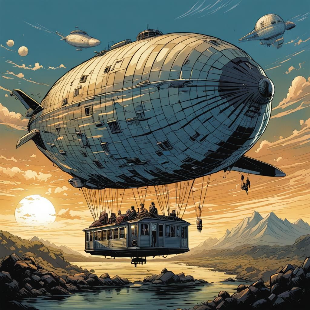 Comic Book Art of a Blimp