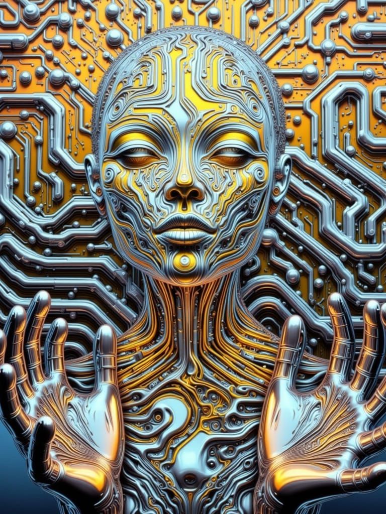 Chrome Circuit Woman: A Retrofuturistic Portrait