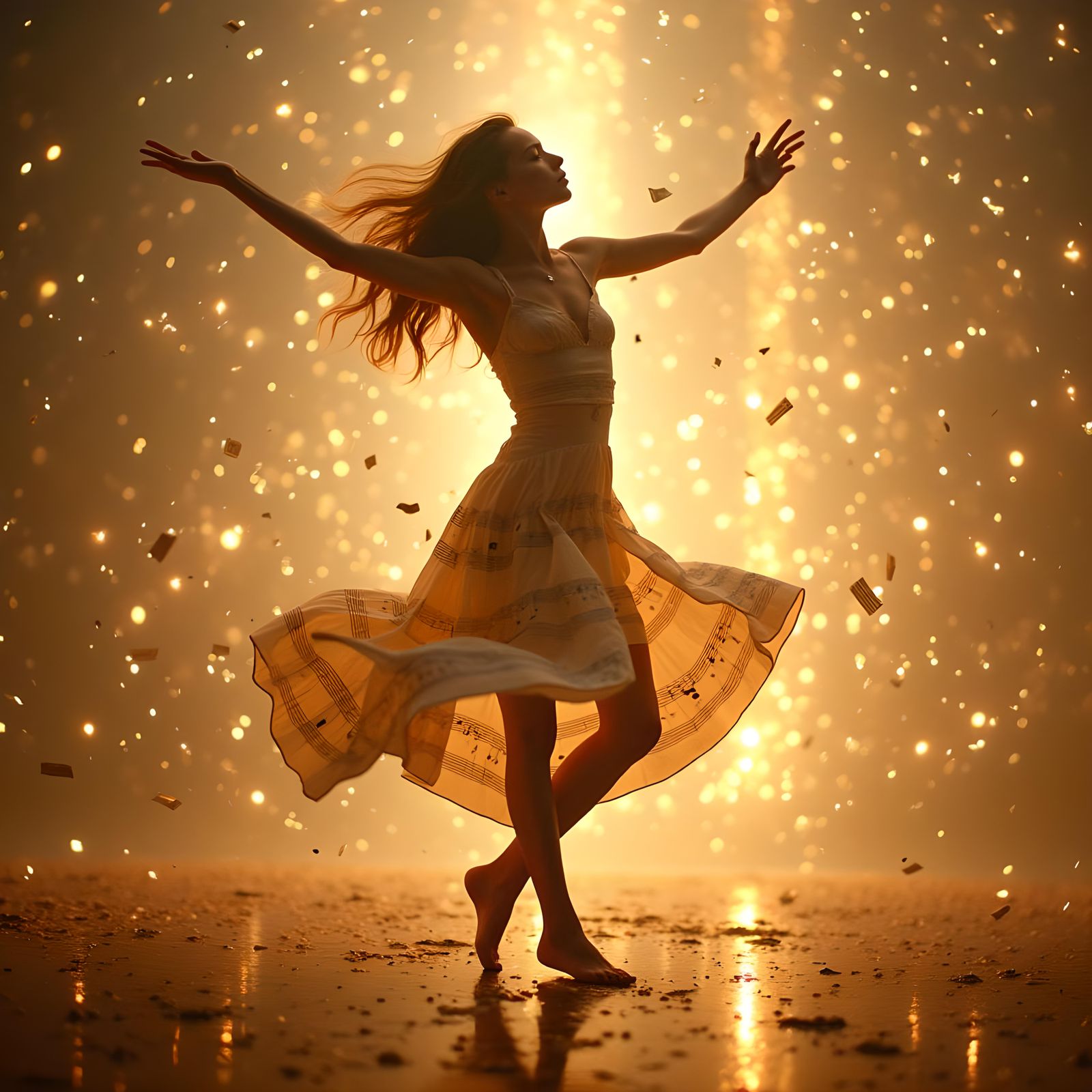 Ethereal Dancer in Musical Dreamscape