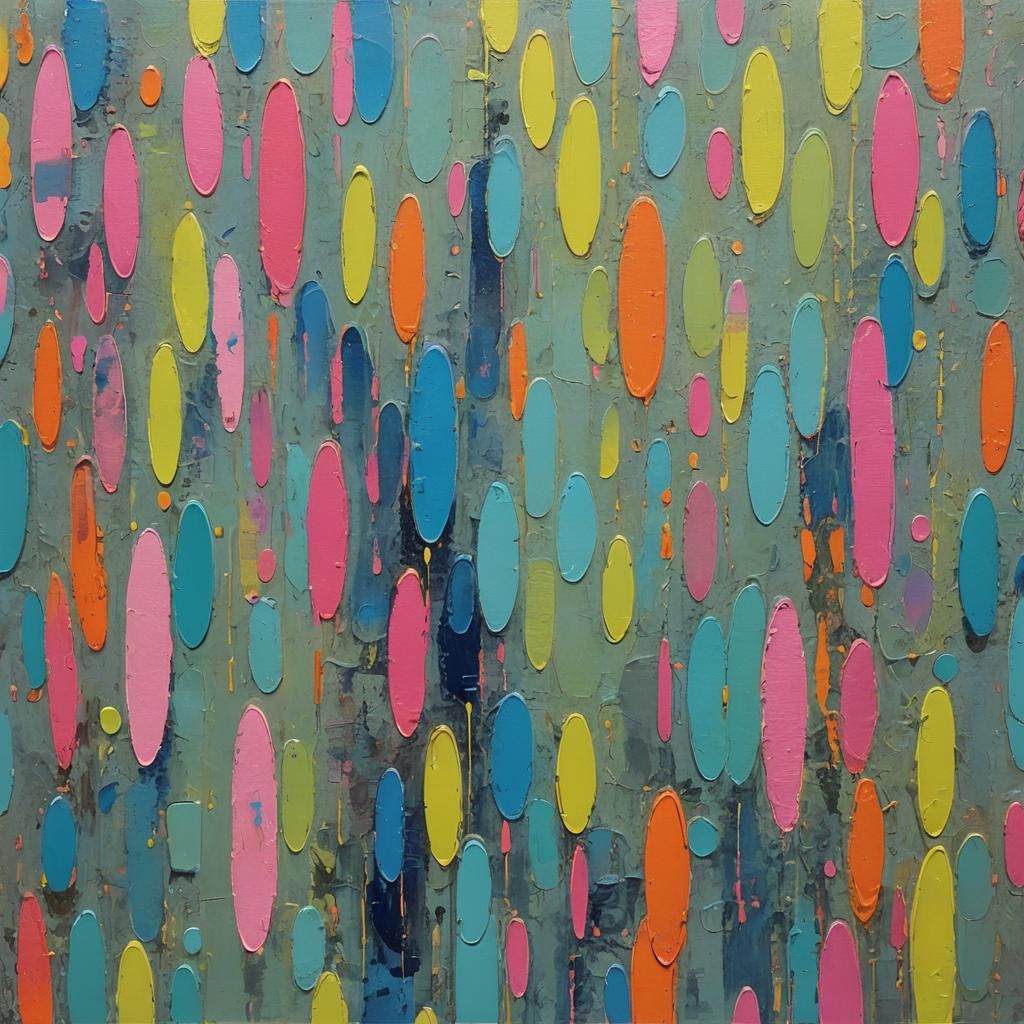 Abstract Ovals in Misty Neon Color Field