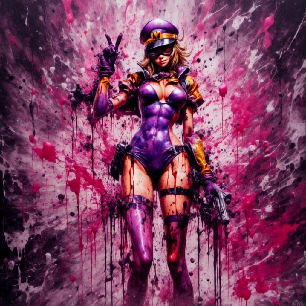 Waluigi in Bikini Armor Graffiti Art